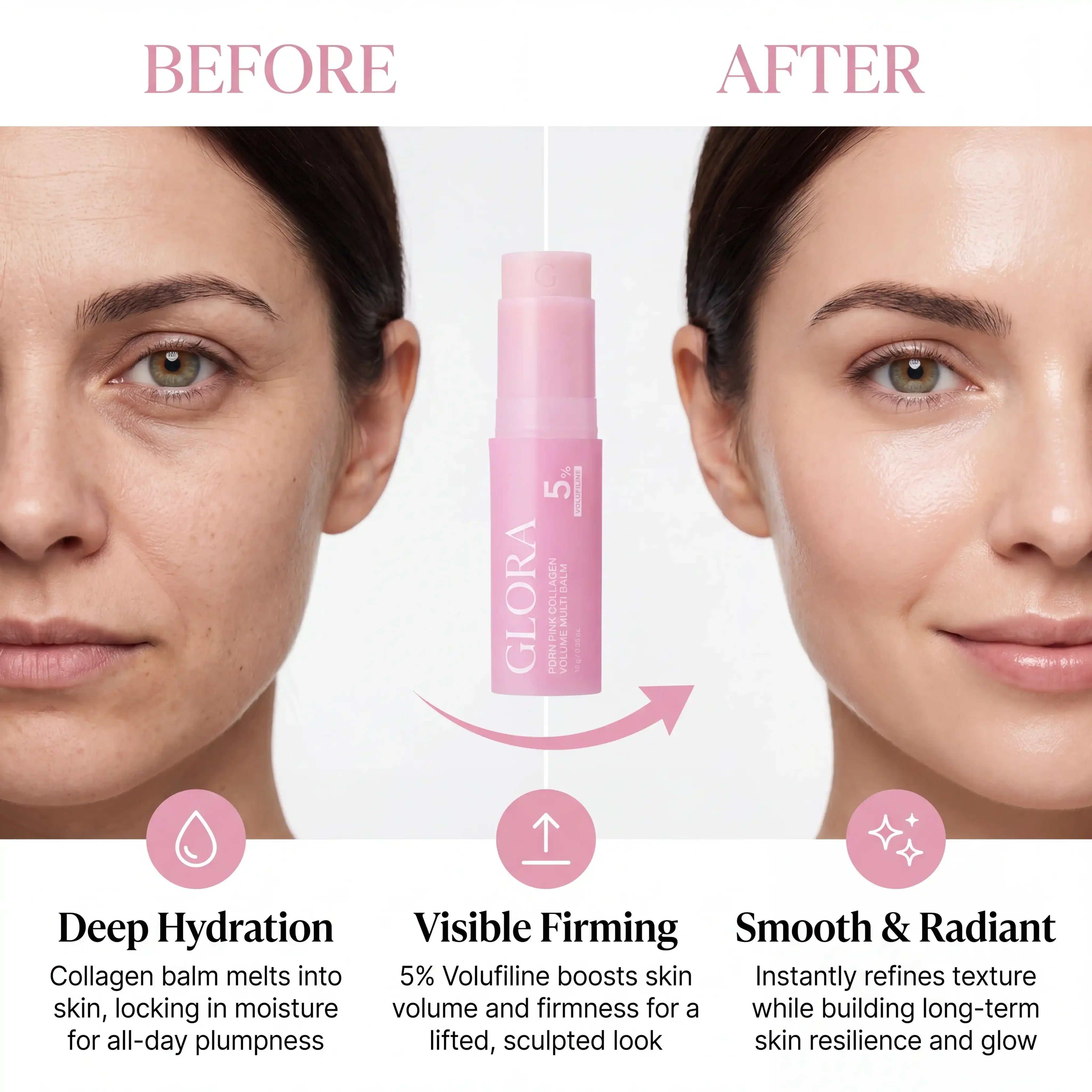 Glora Pink Collagen Volume Balm Stick